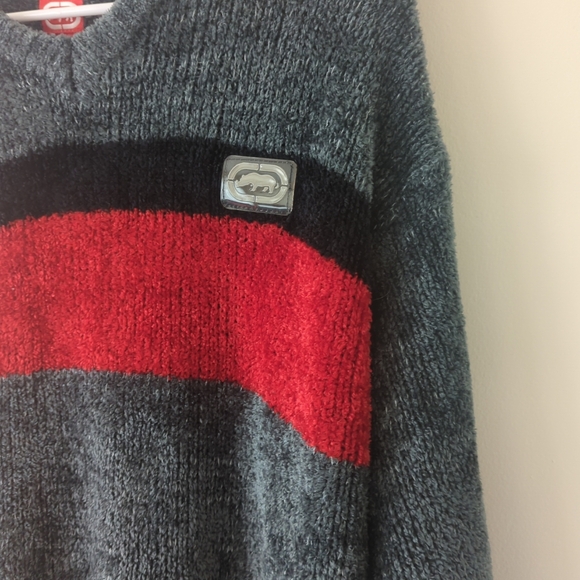 VTG Marc echo crisp rhino sweater men's large gray, black red '90s - Picture 2 of 8